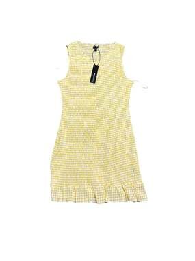 Fashion Nova Yellow Gingham Smocked Ruffle Mini Dress Size 1X